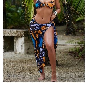 MatteCollection Blue and Orange Women's Swim Set